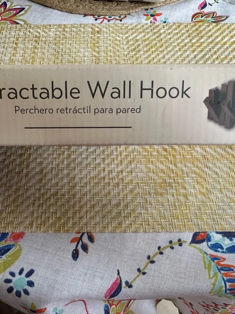 KIRKTOWN Brown Retractable Wall Hook Rack - 5-Hook Space-Saving Organizer